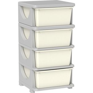 Opbergboxen - Ladekast met opbergdoos - Speelgoed organizer - Speelgoedkast - Creme/wit - 37cm x 37cm x 76cm