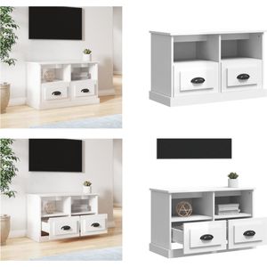 vidaXL Tv-meubel 80x35x50 cm bewerkt hout hoogglans wit - Tv-kast - Tv-kasten - Tv-meubel - Hifi-meubel
