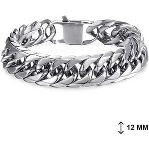Sorprese armband - Deluxe - Gevlochten Zilver en Roestvrij Staal - Zilver - 23 cm - Schakelarmband - cadeau - Model S - Cadeau