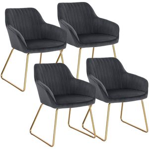 Rootz fluwelen eetkamerstoelen - elegante zitplaatsen - comfortabele stoelen - huidvriendelijk fluweel - ergonomische ondersteuning - duurzame metalen poten - 45 cm x 44 cm x 78,5 cm