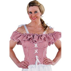 Tiroler Blouse rood/wit - Oktoberfest - Carnaval kostuum dames maat 38/40