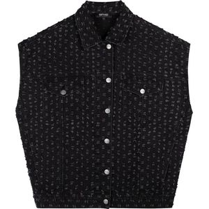 Refined Department Vest Ladies Woven Denim Gilet R2401471408 Charlie 999 Black Dames Maat - XS/S