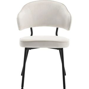 Set van 2 fluwelen eetkamerstoelen - luxe zitcomfort - hoogwaardige bekleding - ergonomisch gevormd - stijlvol & stevig - crème