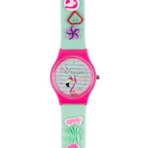 Analoog horloge met stickers Flamingo