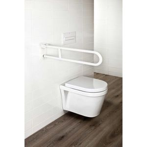 Allibert USIS toilet hendelgreep pivoterend - beugelvorm - RVS - wit - 70 cm breed