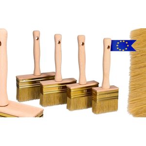 Set van 4 Oppervlakborstels voor Behang en Schilderwerk – Diverse Maten (70/90/110/130 mm) met Houten Steel