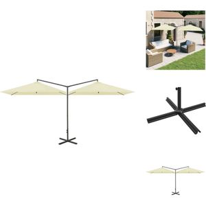 vidaXL Parasol - Parasols - - Tuinparasol - Parasol dubbel met stalen paal 600x300 cm zandkleurig