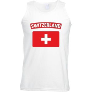 Singlet shirt/ tanktop Zwitserse vlag wit heren M