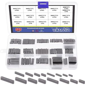 140 Stuks 16 Maten Key Stock Keystock Assortiment Kit 8mm 10mm 12mm 16mm 20mm 25mm 30mm Glad Ronde Einde Veer Sleutel Parallelle Aandrijfas Toetsen Set