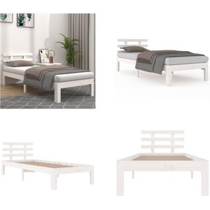 vidaXL Bedframe massief hout wit 90x190 cm 3FT Single - Bedframe - Bedframes - Bed - Bedbodem