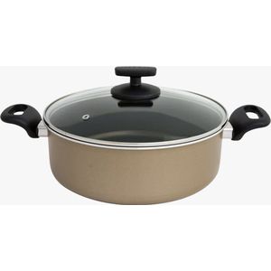 Royalty Line® Braadpan - Kookpan Met Deksel - 4.3 L / Ø 26 cm - Niet Geschikt voor Inductie - Hapjespan met Antiaanbaklaag - Beige