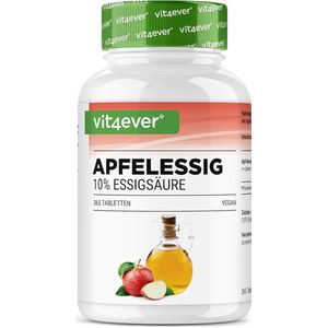 Appelciderazijn - 365 tabletten - Hooggedoseerd met 1000 mg per dagelijkse portie - Met 10% appelciderazijnzuur - 6 maanden voorraad - Zonder ongewenste toevoegingen - Veganistisch