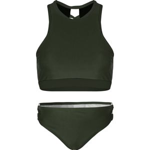 Dames bikini sport met gevlochten detail - Dark green S