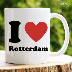 I love Rotterdam| Mok met tekst | Grappige mok | Verjaardag cadeau | Cadeau voor man | Cadeau voor vrouw | Cadeau voor haar | Cadeau voor hem | Grappige cadeau | Thee glazen | Valentijn cadeautjes | Koffiekopjes