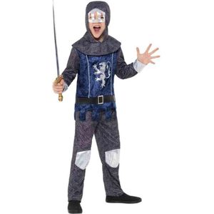 Smiffy's - Middeleeuwse & Renaissance Strijders Kostuum - Middeleeuwse Ridder Zonder Vrees - Jongen - Blauw, Grijs - Large - Carnavalskleding - Verkleedkleding