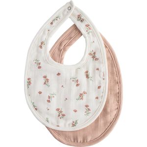 Mushie Slabbetje Muslin Bib (set van 2) - Blush Pink Floral