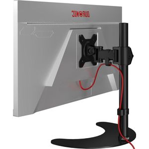 Monitor Standaard - Beeldscherm Standaard Enkele Vrijstaande PC Monitor Beugel Zwart Staal Verstelbare Hoogte Arm voor 1 13”-27”