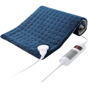 Warmtedeken Stoel - Verwarmingskussen met Automatische Uitschakeling - Elektrisch Warmtekussen voor Rug, Schouders, en Nek - Temperatuurinstelling in 6 Snelle Verwarmingstechniek - Oververhittingsbeveiliging - 30 x 60 cm - Blauw
