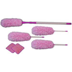 Aqua Laser dusterset | 7-dlg stofferset roze | 'magnetische' stoffers