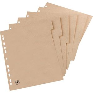 Oxford Touareg - kartonnen tabbladen - A4 - 6 tabs - onbedrukt - 11 gaats - naturel