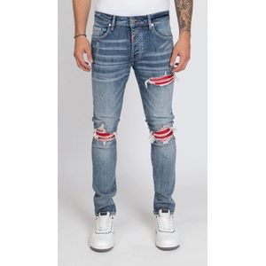 My Brand Red Ripped Biker Jeans