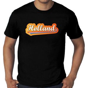 Grote maten zwart t-shirt Holland / Nederland supporter Holland met Nederlandse wimpel EK/WK heren XXXL