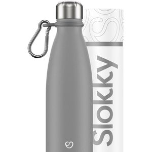 Slokky - Mono Grey Thermosfles & Karabijnhaak - 500ml