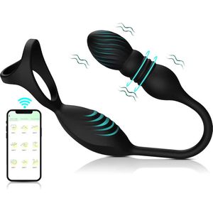 Cockring met Anus Vibrator - Telescoop - App Bestuurbaar - Buttplug - Anaal