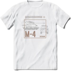 M4 Sherman leger T-Shirt | Unisex Army Tank Kleding | Dames / Heren Tanks ww2 shirt | Blueprint | Grappig bouwpakket Cadeau - Wit - XXL