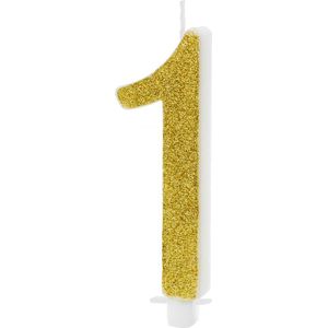 Partydeco - Verjaardagskaars 1 Glitter Goud