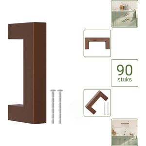 vidaXL Handvatten - 64 mm RVS Bronskleurig - Vierkante Meubelgrepen voor Kasten en Lades - Voordeelverpakking - 90 stuks