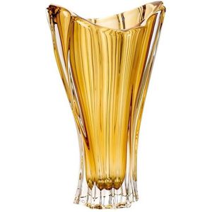 Amber kristallen vaas PLANTICA - Bohemia Kristal - luxe bloemenvaas goud kleur - 32 cm