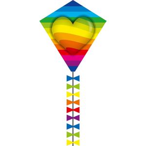 Kindervlieger | Vlieger | HQ Eddy 50 Rainbow Heart | Eenlijnsvlieger | Regenboog |