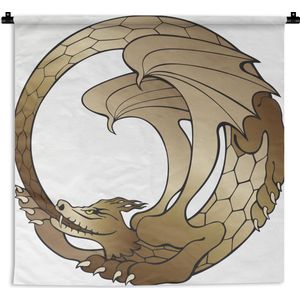 Wandkleed Ouroboros - Illustratie van een ouroboros met een bruine draak Wandkleed katoen 180x180 cm - Wandtapijt met foto