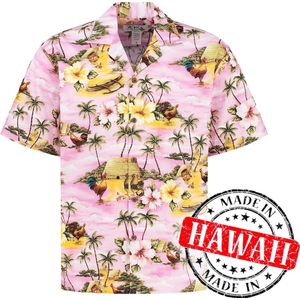 Hawaii Blouse Mannen - Shirt - Hemd - 100% Katoen - Overhemd Heren Korte Mouw - Made in Hawaii ""Eiland Avonturen"" Maat XL