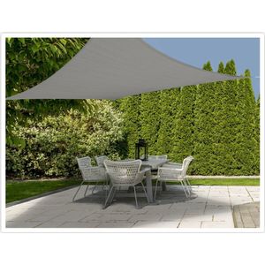 Schaduwdoek/zonnescherm vierkant grijs 3 x 3 meter inclusief ophangaccessoires