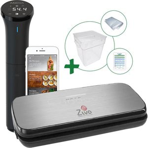 Sous vide bundel met Anova Nano 3.0(7500W) sous-vide stick - Ziva Onetouch vacuümsealer - Groot(18 liter) waterbak reservoir - handige accessoires!