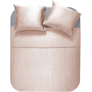 Premium dekbedovertrek bamboe satijn uni roze - 240x200/220 (lits-jumeaux) - super zacht en fijn geweven - ademend en comfortabel - luxe glans - chique uitstraling