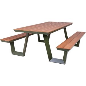 MaximaVida aluminium picknicktafel Bermuda 200 cm olijfgroen