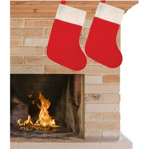 Kerstsokken - rood - 2 stuks - 41 cm - 20 x 41 cm - polyester