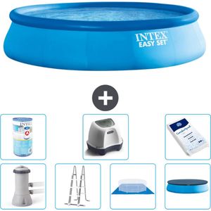 Intex Rond Opblaasbaar Easy Set Zwembad - 457 x 107 cm - Blauw - Inclusief Pomp - Ladder - Grondzeil - Afdekzeil Filter - Zoutwatersysteem - Zwembadzout