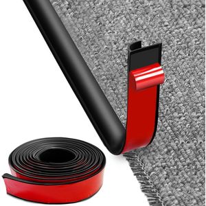 MeYuxg Zelfklevende tapijtrandstrip, 5 m tapijtrandband, PVC tapijt- en vloerovergangsstrip, zelfklevend, overgangsstrip van tapijt naar houten vloer, voor deurranden, tapijten, trappen (zwart)