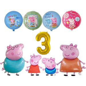 Peppa Pig family ballon set - 70x45cm - Folie Ballon - Peppa pig - George Pig - Papa Pig - Mam Pig - Themafeest - 3 jaar - Verjaardag - Ballonnen - Versiering - Helium ballon