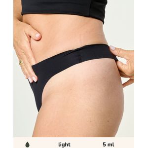 Moodies everyday incontinentie ondergoed - string laser-cut - light kruisje - zwart - maat S