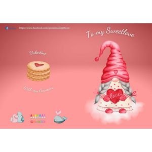 Gnomies - Valentijn - Valentijnskaart - Kaart - Gnome - Gnoom - Kabouter - roze