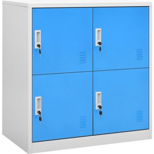 vidaXL Lockerkast - 90x45x92,5 cm - Staal - Lichtgrijs/Blauw Locker Kast - Opbergkast - Kantoor Meubilair - Metalen Kast - Grijze Kast