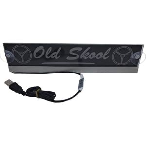 LED bord 30x6 cm RGB Old Skool Club met USB Plug voor auto, vrachtwagen, tractor, caravan, truck, enz