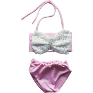 Maat 104 Bikini roze met kant Baby en kind zwemkleding roze