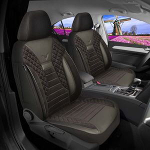 Autostoelhoezen voor Audi Q3 8U 2011-2018 in pasvorm, set van 2 stuks Bestuurder 1 + 1 passagierszijde PS - serie - PS703 - Zwart