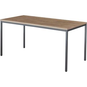 Bureautafel of kantinetafel breed 80CM diep 60CM bladkleur Logan eiken framekleur Wit (RAL9010)